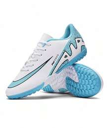Zapatos de fútbol/botas de fútbol/zapatos de béisbol para hombres y mujeres, tacos TF, adecuados para césped artificial y natural, tacos AG largos, antideslizantes, duraderos, cómodos, zapatos de fútbol de alta gama profesionales, para adolescentes, oferta especial de la Copa del Mundo. [Botas de entrenamiento para aficionados a la Copa del Mundo de Fútbol] Zapatos de fútbol con tapones FG para hombres jóvenes, zapatos de entrenamiento de fútbol, con tacos de tracción dinámica, zapatos de competición de fútbol profesional con soporte de tobillo, parte superior de piel sintética ligera, adecuados para césped y césped (Talla: 40-44) - Blanco - Ver 6