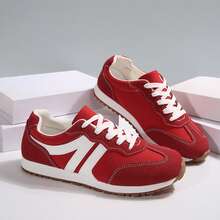 Sneakers For Women Athletic Inspired Low Top Lace Up Breathable Easy Styling - Red and White - View 7