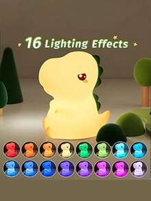 1 pièce Veilleuse en silicone de dinosaure, veilleuse portable en silicone RGB de 16 couleurs changeantes, lumières rechargeables USB convenant aux cadeaux de dinosaure pour Halloween, Noël et fête, idéal pour la décoration de la maison
