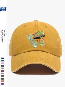 1pc Fashion Baseball Cap With "Funny Frog" Print, Adjustable Size, Unisex Urban Casual Baseball Hat, Vintage Breathable Design, Comfortable For All Seasons, Multiple Colors And Sizes Available, Suitable For Beach And Holiday (2025 Spring Series)
