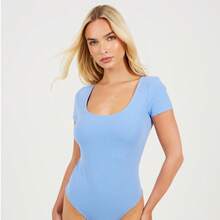 brave soul Square Neck T-Shirt Bodysuit - Cornflower Blue - View 1