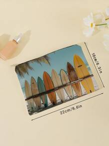 1 Stück Kosmetiktasche mit Reißverschluss und Strandmotiv, Kulturbeutel Organizer für Frauen, Geschenk für Freunde & Lehrer