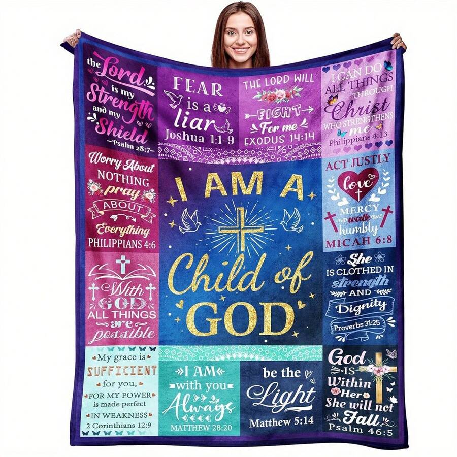 Bible Verses - Inspiring Christian Gifts,Super Soft Flannel Printed 3D Blanket, As Birthday Gifts, Family, Wedding, Souvenir Blankets, Polyester Blankets Suitable For All Seasons, Washable, Machine Washable, Lightweight, Breathable, Comfortable, Warm, Unique, 280gsm For Him, Her Personalized Ideal Gifts For Her, Him, Family, Boyfriend, Girlfriend, Father, Family, Mother, Lover, Daughter, Son, Grandfather, Grandmother, Friend, Classmate, Pet.  Perfect Nap, Camping, Travel, Home, Daily Life, Office Decoration, Birthday, Anniversary, Valentine's Day, Thanksgiving, Christmas, Halloween, Mother's Day, Father's Day, Wedding, New Year Gifts ,Sofa,Bed,Car,Bedroom,Living Room,Office,  Outdoor Camping, Beach,Wall Decoration Ships - 多色 - 查看 1