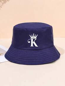 2pcs/1pc K Letter Printing Reversible Bucket Hat Casual Holiday Beach Sun Hat For Travel Valentine's Day Valentines - Multicolor - View 16