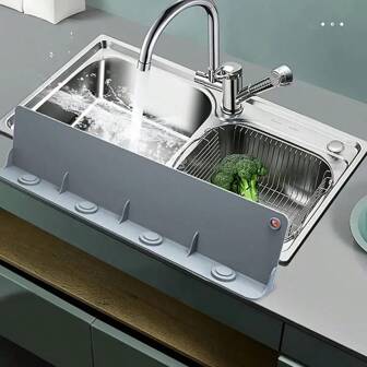 吸盘式防溅厨房挡水板，水槽硅胶防溅板-防水防油防溅板，阻挡水溅和油污并恢复清洁的台面，厨房水槽配件，现代厨房用具，柔性硅胶板防水罩，适用于厨房水槽，洗碗机，浴室洗脸盆，炉灶台面。