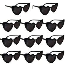 11pcs Street Photography Prop Decoration Heart-Shaped Party Sunglasses, Retro Fashion, Suitable For Wedding, Christmas, Halloween Gifts And Holiday Presents