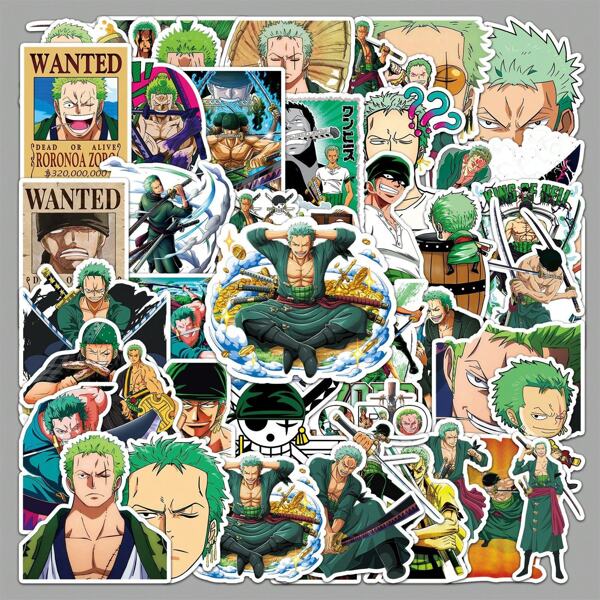 ONE PIECE 50PCS Cartoon Fight Anime One Piece Zoro Waterproof Stickers Cool Graffiti Decals DIY Phone Suitcase Laptop Fridge Wall Decoration Sticker Room Decor Home Decor Wall Stickers Personalised Stickers