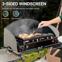 Camping Kitchen Unit With Storage, Folding Outdoor Kitchen Table With Windscreen, Foldable BBQ Table For Camping Storage Picnic Dining Party, Includes Carry Bag - Dark Grey - View 3