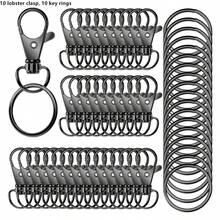 20/40pcs Swivel Snap Hooks With Keychain Rings, Flat Keychain Rings And Clip Hooks, Metal Keyring Hangers, Lobster Claw Hooks With Rings, For Keys, Jewelry Crafts - Keychain+Flat Ring - View 10