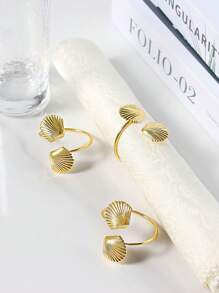 4-6 Pcs/Set Mini Shell Napkin Rings, Simple Napkin Holders For Cloth Napkins, Suitable For Wedding, Reception, Dinner Party, Birthday, Home Gathering, Party Decor