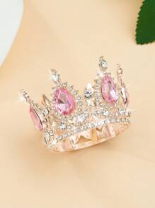 1 pieza Accesorio para el cabello con corona redonda de estilo barroco, corona de adulto para cumpleaños, corona de reina para decoración de fiesta de cumpleaños
