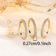 时尚戒指，多层设计，镶嵌闪亮锆石，多种颜色可选，适合日常佩戴，也是派对的理想配饰 - 銀色-白 - 查看 8