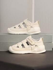 زوج من صنادل الأطفال الرضع / البنات بطراز جديد للصيف ، إغلاق بخطاف وحلقة ، تصميم شبكي تنفسي - بيج - مشاهدة 6