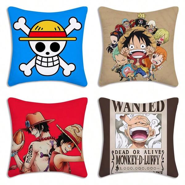 Fronha de uma peça - Fronha com estampa de anime - Fronha de sofá Luffy | Decoração de quarto com estampa de anime