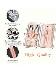 Initial Letter Print Travel Manicure Set, Black Letters A-Y, Mother's Day Gift, Large Capacity Manicure Care Storage Box, Includes Stainless Steel Tools, Ultra Sharp Anti-Splash Nail Clipper Set, Classic Design Grooming Kit Box, Convenient To Carry, Suitable For Travel, Outings, Boarding School And Home Use, Perfect Gift For Wife, Girlfriend, Family, Parents - Beige - View 6