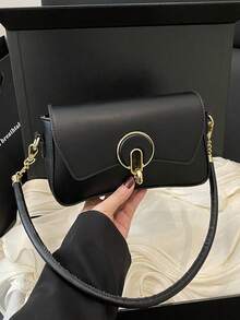 Diese modische, lässige und minimalistische Umhängetasche mit Klappenüberschlag ist geeignet für Einkaufen, zum Tragen von Geldbörsen und besonders geeignet für junge Frauen, Studentinnen, Berufsanfängerinnen und Büroberufstätige. Sie ist auch sehr geeignet für Büro, Universitätscampus, Arbeit, Geschäftsreisen, Pendeln, Outdoor-Reisen und Wandern. - Schwarz - Übersicht 2