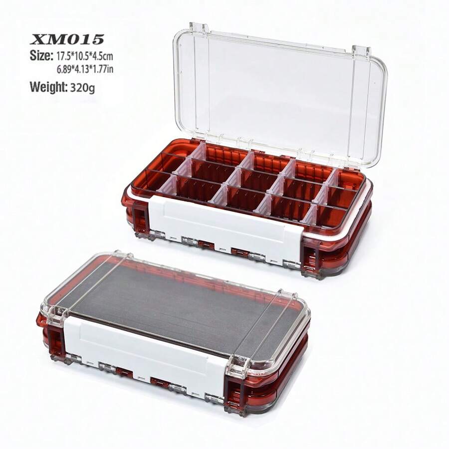Wasserdichte Angeltackle Box mit doppelseitiger Köder-/Köderbox, Aufbewahrungsbox für Fischerhaken, Karpfen- und Fliegenfischerzubehör