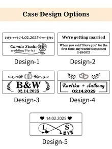 1 pieza Caja de madera grabada con "Sr y Sra" - Elegante portaanillos de compromiso/boda cuadrado negro, regalo creativo para aniversario/cumpleaños/Día de San Valentín, vuelta al colegio - Nogal (forrado de arpillera) - Ver 11