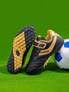 Children's Professional Soccer Shoes, Classic Color Design With Lace-Up, Suitable For Daily Soccer Training, Matches, Anti-Slip Cleats Sole, For Professional Grass Field - Black - View 9