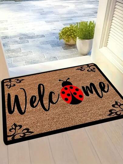 1 szt. Wycieraczka z motywem biedronki, nowoczesna, spersonalizowana, chłonna, szybkoschnąca wykładzina wejściowa, dywan/dekoracyjna mata podłogowa, dywan, wycieraczka wejściowa, dywan do salonu, mata łazienkowa, wystrój pokoju, wystrój domu, wejście zewnętrzne