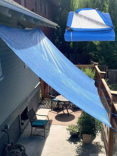 Lona DeTODO plástica PE impermeable azul y blanca medida de 4x5 metros resistente protección contra lluvia sol jardinería camping construcción patio cubierta multiusos