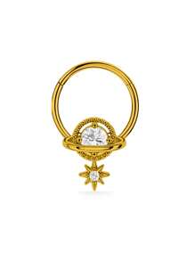 1/4 pièces Set d'anneaux de nez en acier inoxydable avec zircone cubique, boucle d'oreille et clou de nez minimaliste avec motif planète et goutte d'eau, accessoires unisexes
