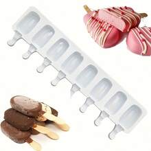 1pc 4/8-Cavity Oval Silicone Mold For DIY Chocolate And Ice Cream, Cake Mold, Handmade Tools - Multicolor - View 4