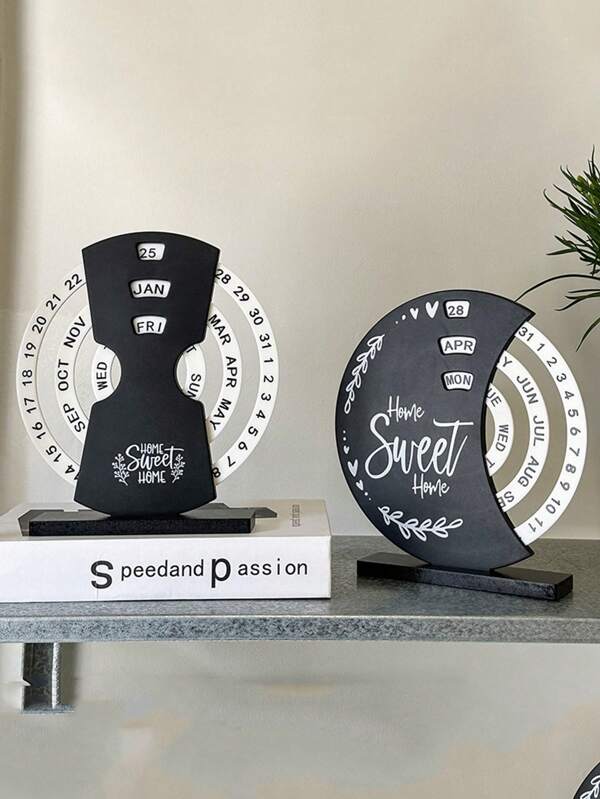 Nordischer minimalistischer Ewiger Kalender, Designobjekt für den Schreibtisch, geeignet für Heim-Dekoration, 360° manuelle Drehseite, Büro-/Schreibtisch-/Veranda-Dekoration, erste Wahl für Einweihungsgeschenke