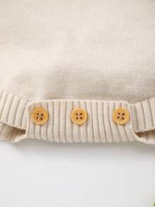 Cute Lamb Embroidered Knit Bodysuit For Baby Boys And Girls - Beige - View 5