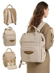 1pc Solid Color Spacious Multi-Layer Fashion Minimalist Mummy Backpack, Versatile And Portable, Great For Halloween, Thanksgiving, Christmas Gift