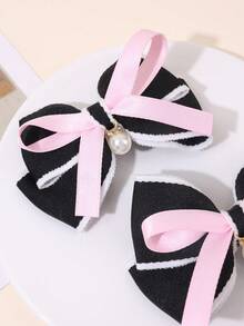 2 件时尚面料蝴蝶结发夹，仿珍珠鳄鱼夹发夹蝴蝶结，优雅发饰，适合女孩、女孩、老师的礼物，日常使用