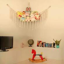 Rede para armazenamento de bichos de pelúcia ou canto de rede - Rede grande para brinquedos de pelúcia, decoração de quarto - Suporte organizador para bichos de pelúcia fofos - Rede para armazenamento de bonecas, decoração de parede para quarto, rede grande de canto de malha, suporte de armazenamento suspenso, sala de estar familiar, decoração de quarto, decoração de presente fofa e interessante