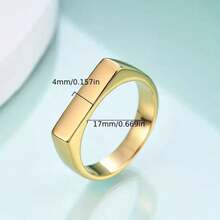 1 Pair Of Simple Geometric Stainless Steel Unisex Ring – Silver And Gold Plated - 銀色 - 查看 3