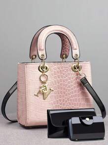 [Bolsa com Estampa de Crocodilo de Luxo] Bolsa Tote com Estampa de Crocodilo Elegante e de Luxo - Bolsa de Moda Feminina, Bolsa de Ombro, Bolsa Transversal
