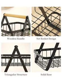 Odłączany i składany kosz na owoce, wielowarstwowy drewniany kosz do przechowywania, żeliwny stojak do przechowywania w kuchni i salonie