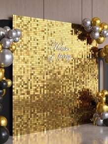 1 pieza Telón de fondo de cortina de plástico para la lluvia de 100*200cm, cortinas de color dorado o plateado para decoración de pared del hogar, perfectas para fiesta de cumpleaños, boda, fiesta festiva (negro), Regreso a la escuela Día de San Valentín