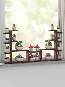 1 Peça Prateleira de Madeira Flutuante para Janela/Sacada Multiníveis para Plantas Suculentas, Estante Decorativa de Armazenamento para Decoração de Mesa da Sala de Estar Interna e Decoração Externa
