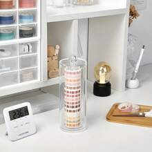 1pc Cylindrical Clear Elastic Hair Tie Holder, Plastic Hair Accessory Organizer - Clear - View 5