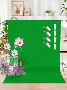 A Complete Set Of Party Background Stands, With A Maximum Size Of 78x118 Inches Adjustable Photo Background Stand And Professional Green Photography Background 2Mx3M - High-Quality Seamless Polyester Material, Perfect Match, With Spring Clip - Green - View 1