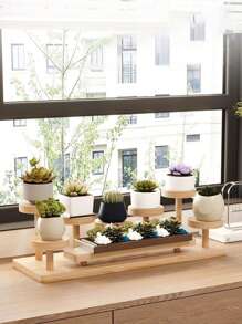 1pc Wooden Creative Figurine Display Stand, Jewelry, Watch, Perfume, Cosmetics, Candy, Succulent, Tiered Storage Shelf