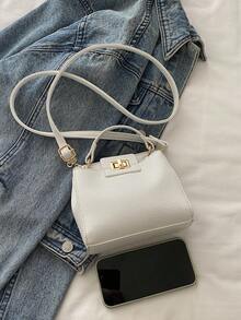 时尚PU通勤包，小巧精致手提包，高级多功能工作包。适合购物、钱包、学生、年轻女性、办公室女性。非常适合办公室、大学、工作、商务、通勤、户外活动、旅行和野外活动。 - 白色 - 查看 4