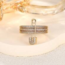 时尚戒指，多层设计，镶嵌闪亮锆石，多种颜色可选，适合日常佩戴，也是派对的理想配饰 - 銀色-白 - 查看 6