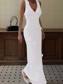 Damen lässiges Urlaubskleid mit elegantem Blume Muster aus Chiffon