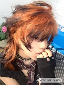alicegarden 18-Inch Long Synthetic Wig Featuring A Natural Curly Hair Look A A Stunning Multicolor. Designed With Bangs , This False Hairpiece Is Perfect For Ms Daily Party Cosplay Use, Offering A Natural And Natural Durable Wig Gift For Ladies. (No Accessories) - Multicolor - View 2