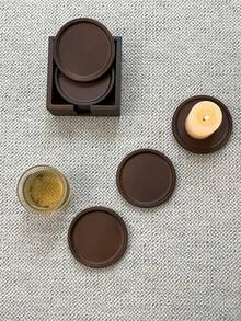 CMYD Studio 1 套红木实木杯垫，创意隔热茶道茶杯垫、玻璃杯垫、咖啡杯垫，家居装饰，适合节日、派对、生日、婚礼和晚宴 - 紅木色 - 查看 8