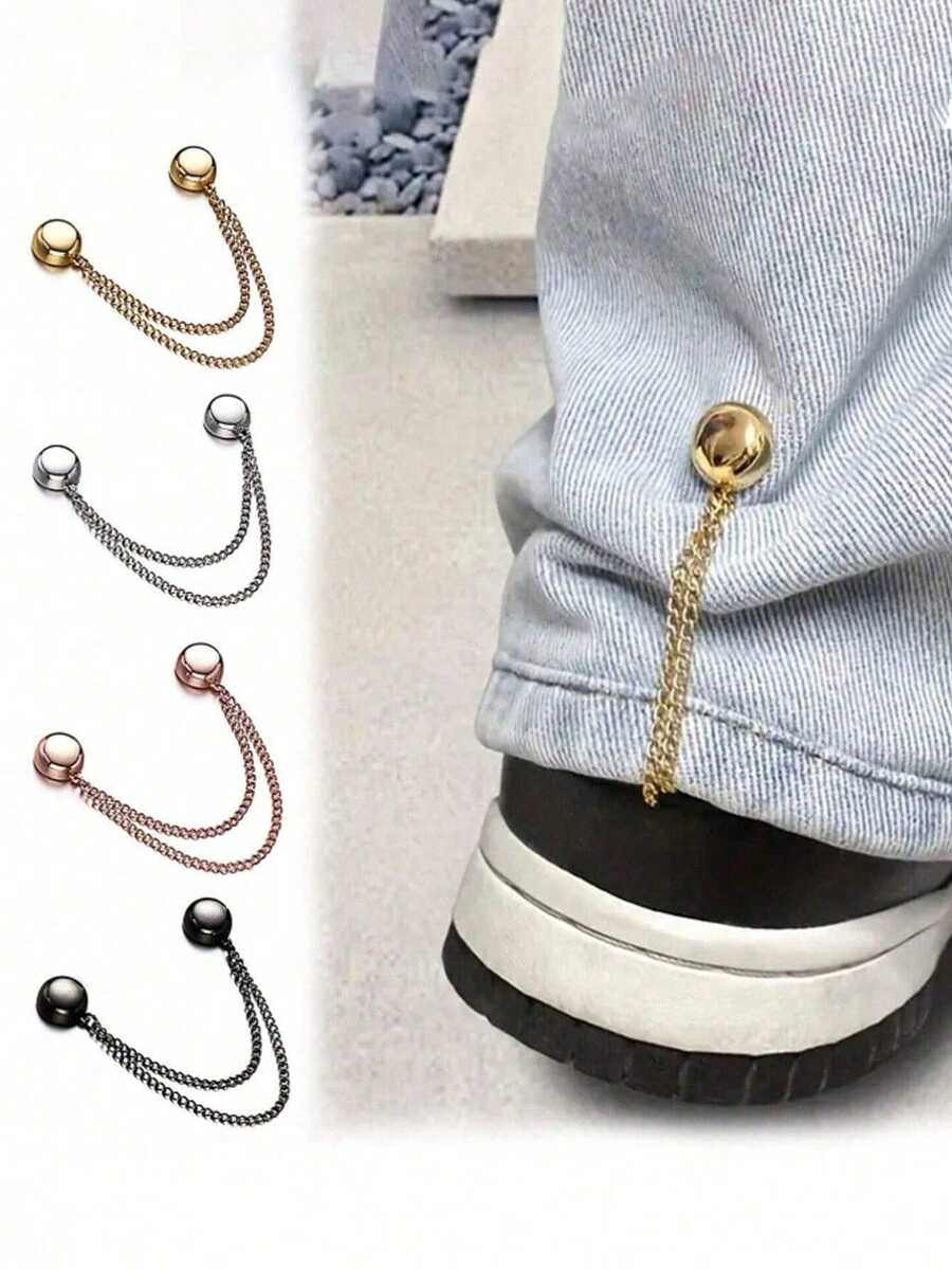 Pinzas metálicas sin costuras y antideslizantes para doblar los bajos de los pantalones y los sombreros tipo cubo - Fáciles de instalar, ajuste , disponibles en una variedad de colores, clips para fijar el bajo de los pantalones, hebillas para dobladillos, ajustadores de dobladillo de pantalón, accesorio para acortar el bajo de las camisetas, con succión magnética, hebillas sin coser