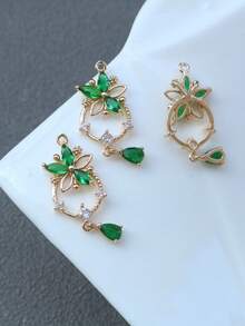 1pc/3pcs/6pcs Micro-Inlaid 5-Petal Teardrop Pendant, Suitable For DIY Jewelry Making, Earrings, Necklaces, Keychains - Multicolor - View 5