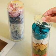1pc Cylindrical Clear Elastic Hair Tie Holder, Plastic Hair Accessory Organizer - Clear - View 4