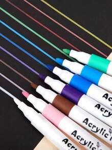 Set de 12/24/36/48 rotuladores de pintura acrílica de colores para pintura y manualidades DIY, a prueba de agua, lavables, se pueden usar para pintar en tela, vidrio, cerámica, plástico y la mayoría de las superficies, es una papelería de pintura utilizada para manualidades DIY, bocetos y crear hermosas obras de arte en oficinas, escuelas, estudiantes, papelería y útiles escolares.