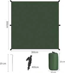 COSANSYS Camping Tent Tarp 3m X 3m Waterproof Anti-UV Suitable For Camping, Picnic, Hammock - Green - View 2